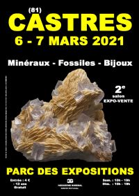 2e SALON MINERAUX FOSSILES BIJOUX. Du 6 au 7 mars 2021 à CASTRES. Tarn.  10H00